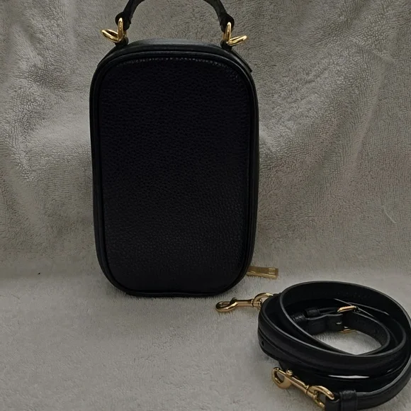 Coach Black Leather Phone Crossbody with Gold Accents - Picture 3 of 6